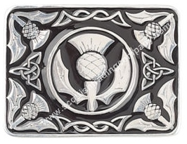 Black Enameled Thistle Kilt Belt Buckle